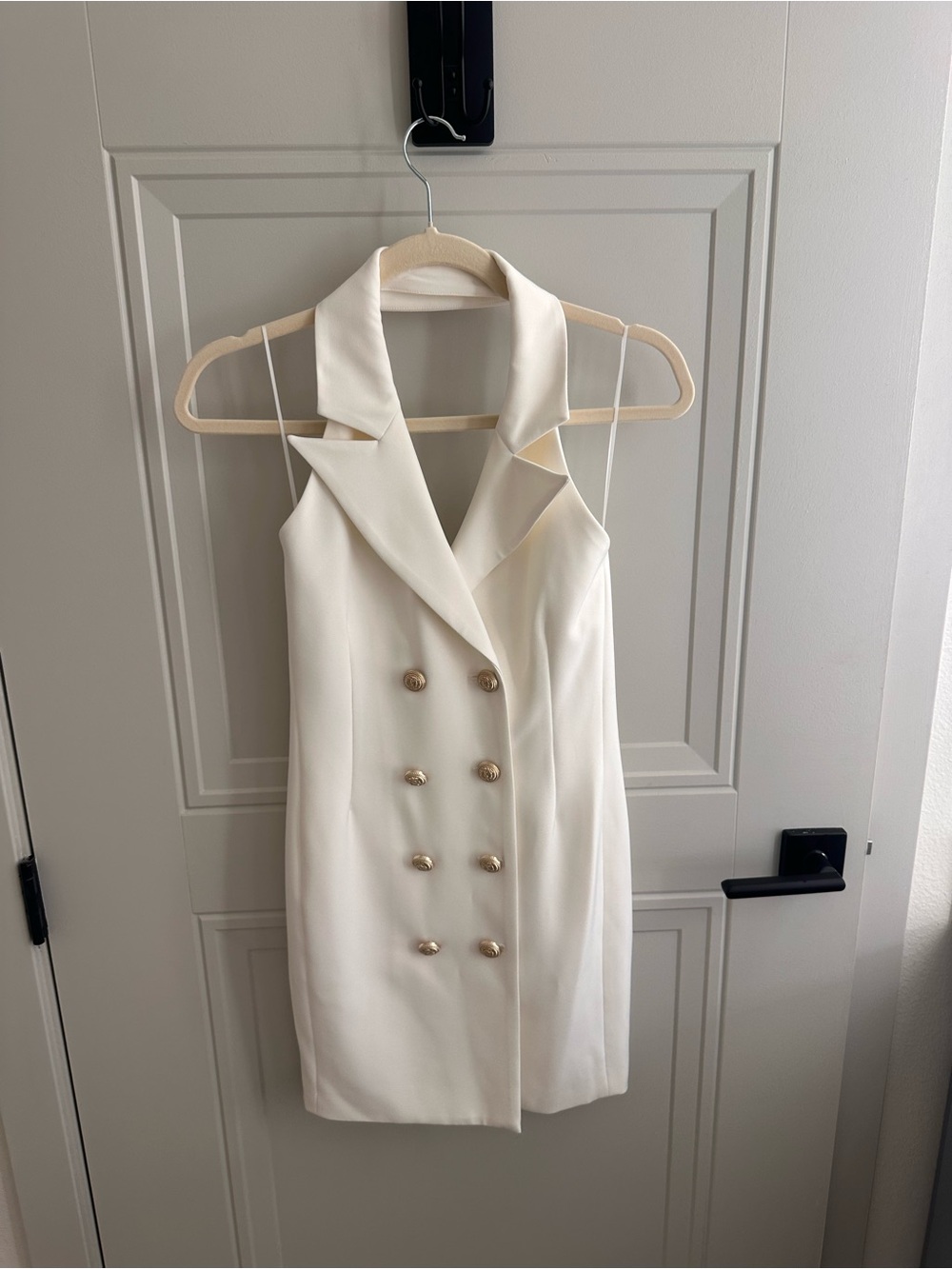 Generation Love Cream Double-Breasted Sleeveless Blazer Dress